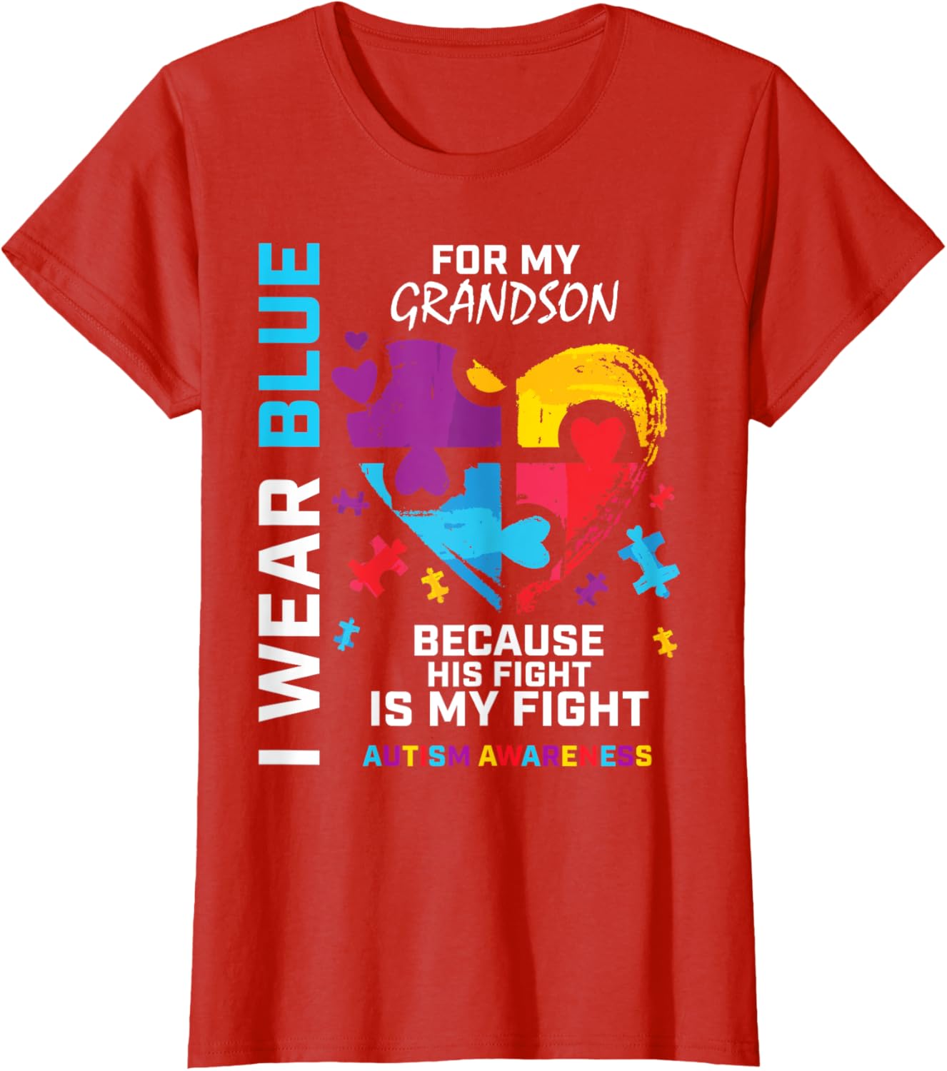 Grandma Grandpa I Wear Blue For My Grandson Autism Awareness