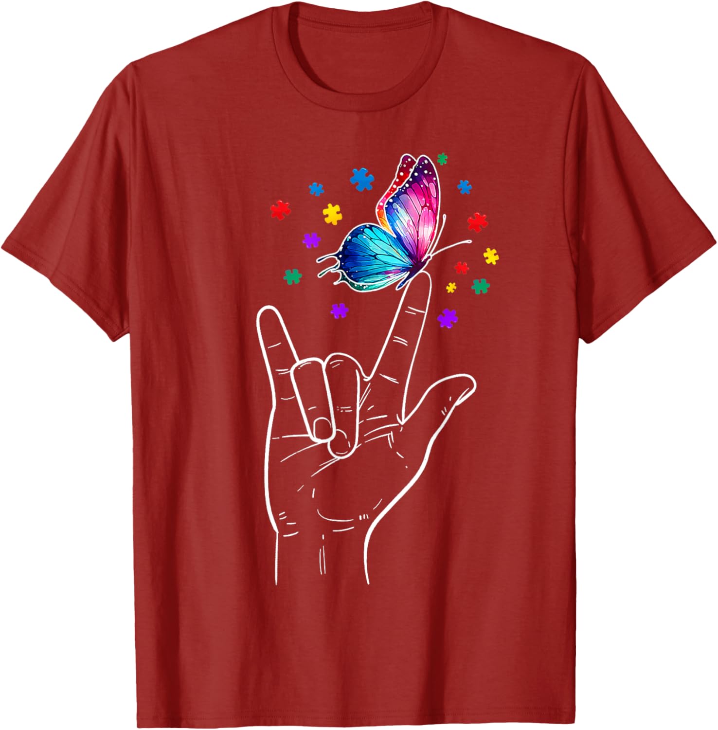 I Love You Hand Sign Language Butterfly Autism Awareness