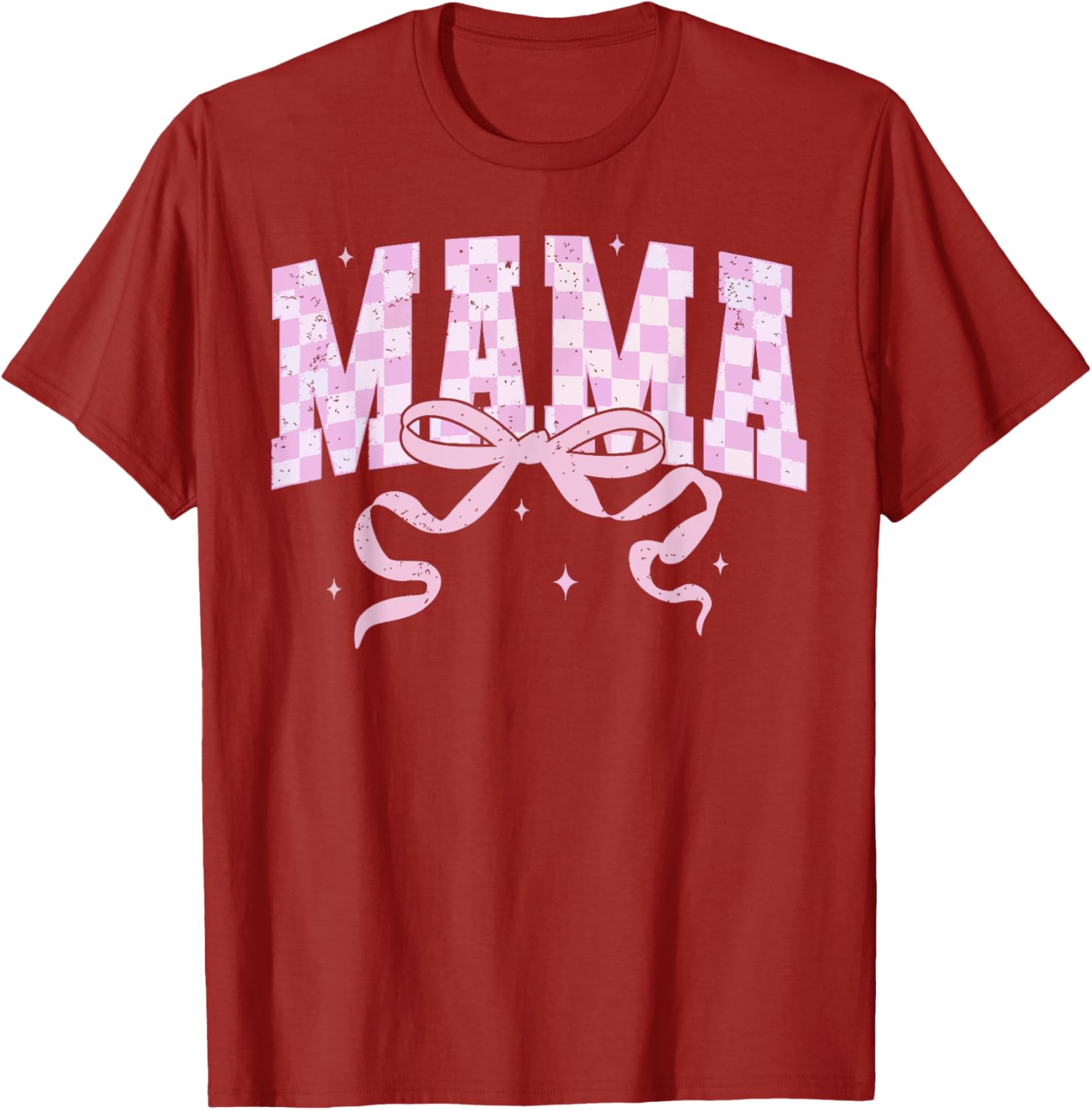 Retro Checkered Mama Coquette Mother's Day Pink Bow