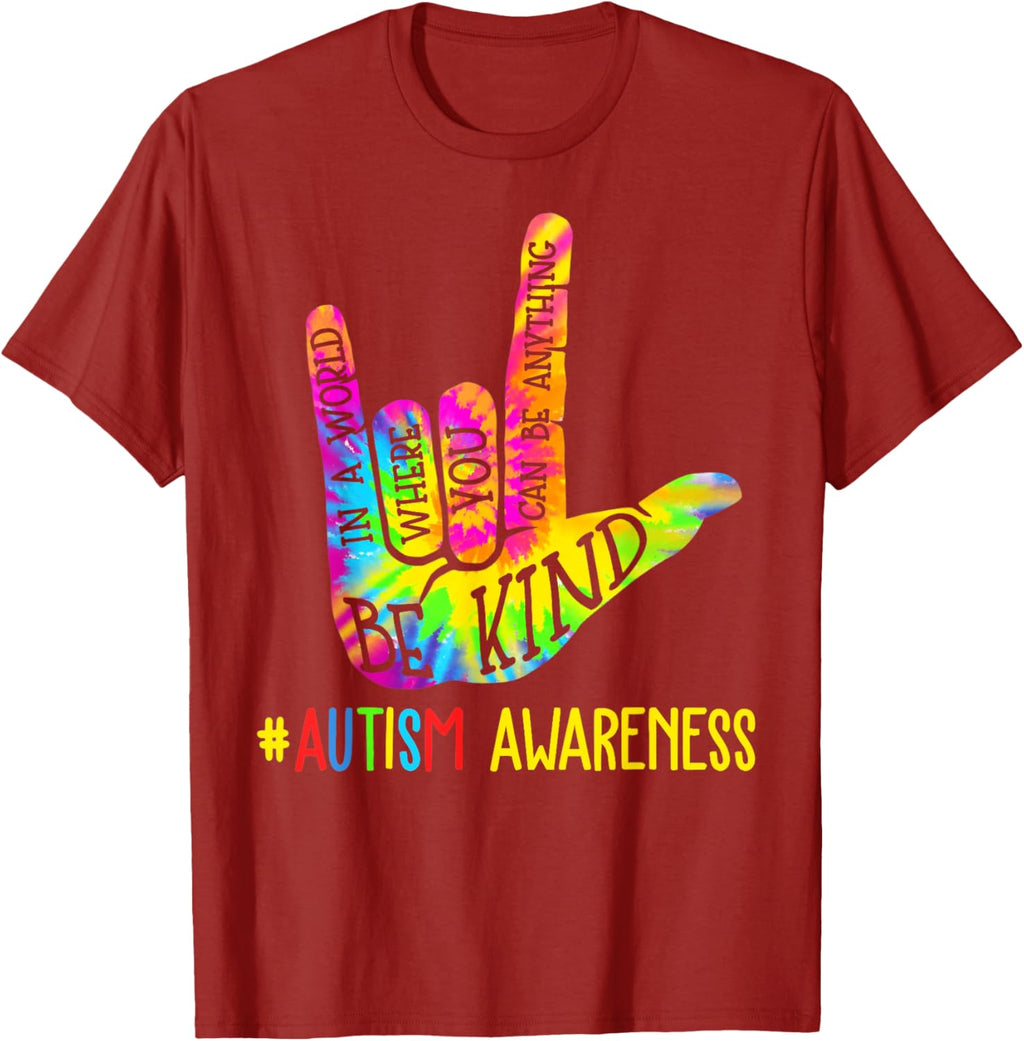 Be Kind ASL Love Sign Language Hand Autism Awareness Tie Dye