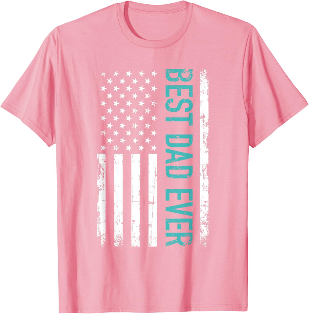 Father's day Best dad ever with US american flag Short Sleeve
