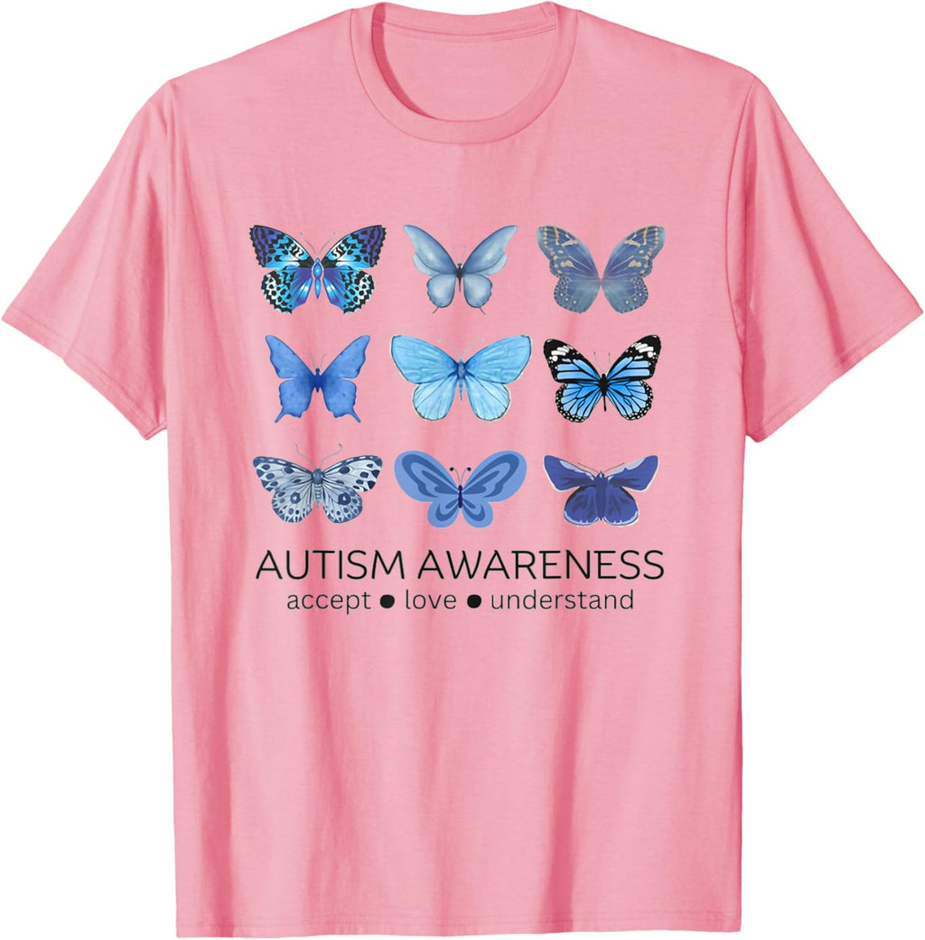 Women In April We Wear Blue Butterfly Autism Mental Health