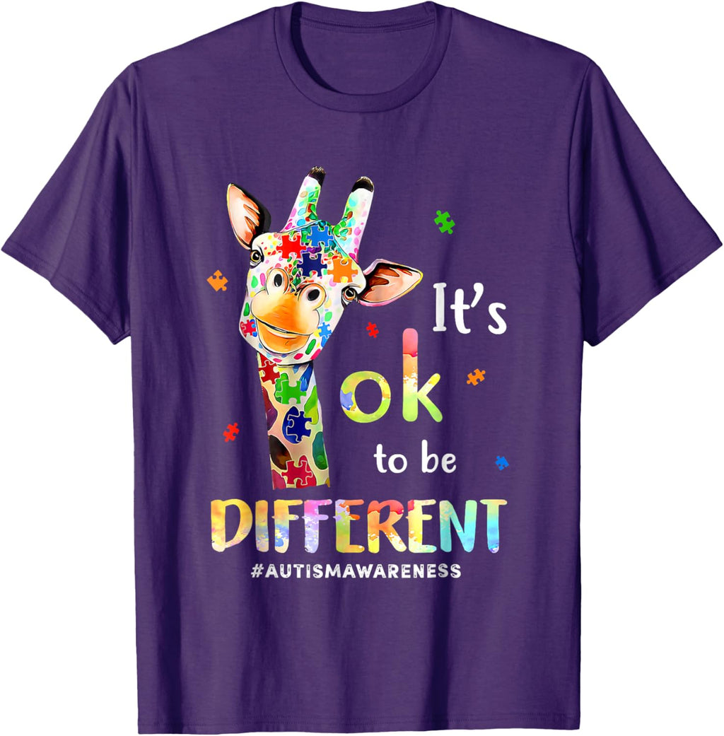 Autism Awareness Cute Giraffe Animal Its Ok To Be Different