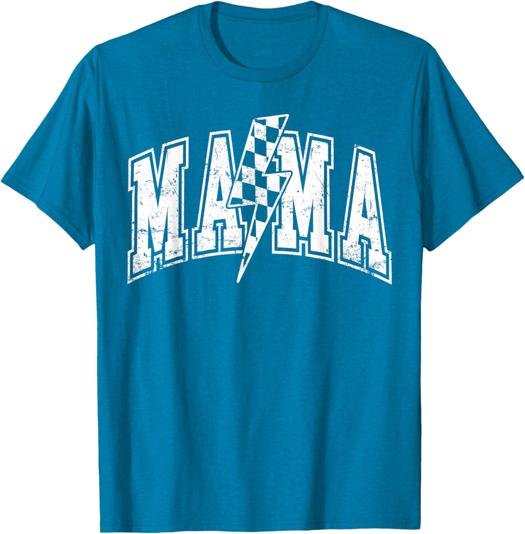 Mama Lightning Bolt Checkered Varsity Mom Women Mother's Day Mother Shirt
