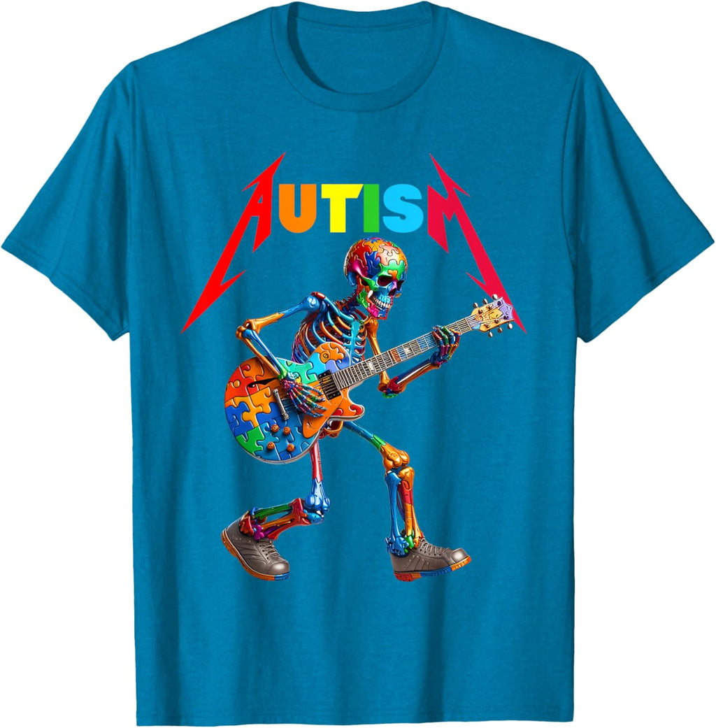 Autism Skeleton Guitar Rock Puzzle Music Autism Awareness