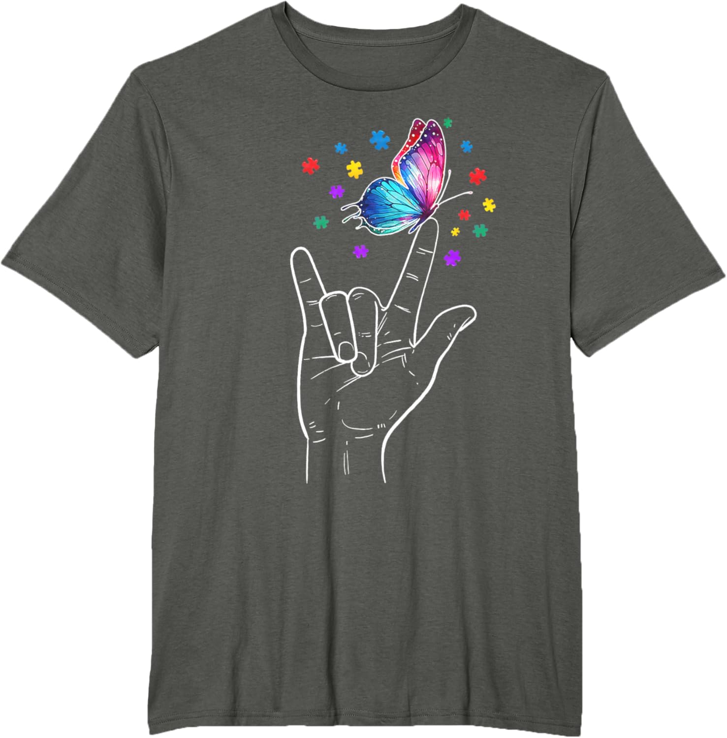 I Love You Hand Sign Language Butterfly Autism Awareness