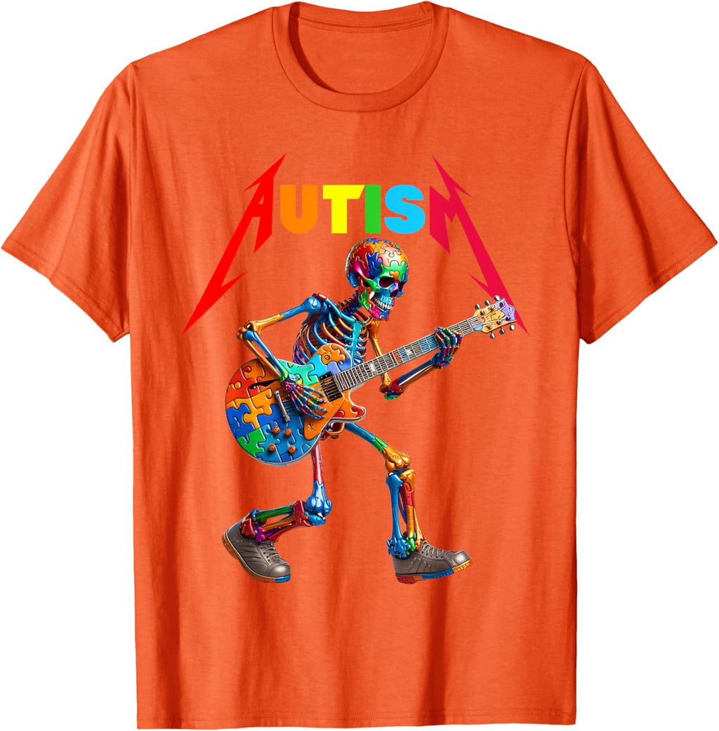 Autism Skeleton Guitar Rock Puzzle Music Autism Awareness