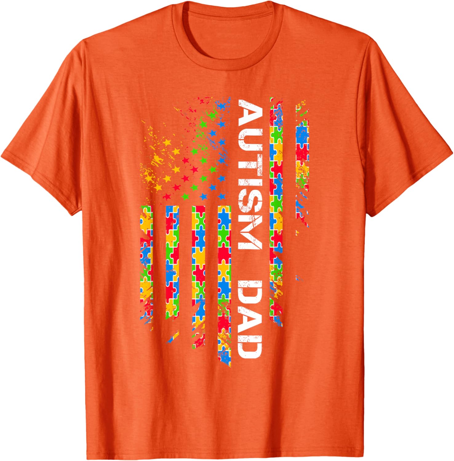 Autism Dad Awareness American Flag USA