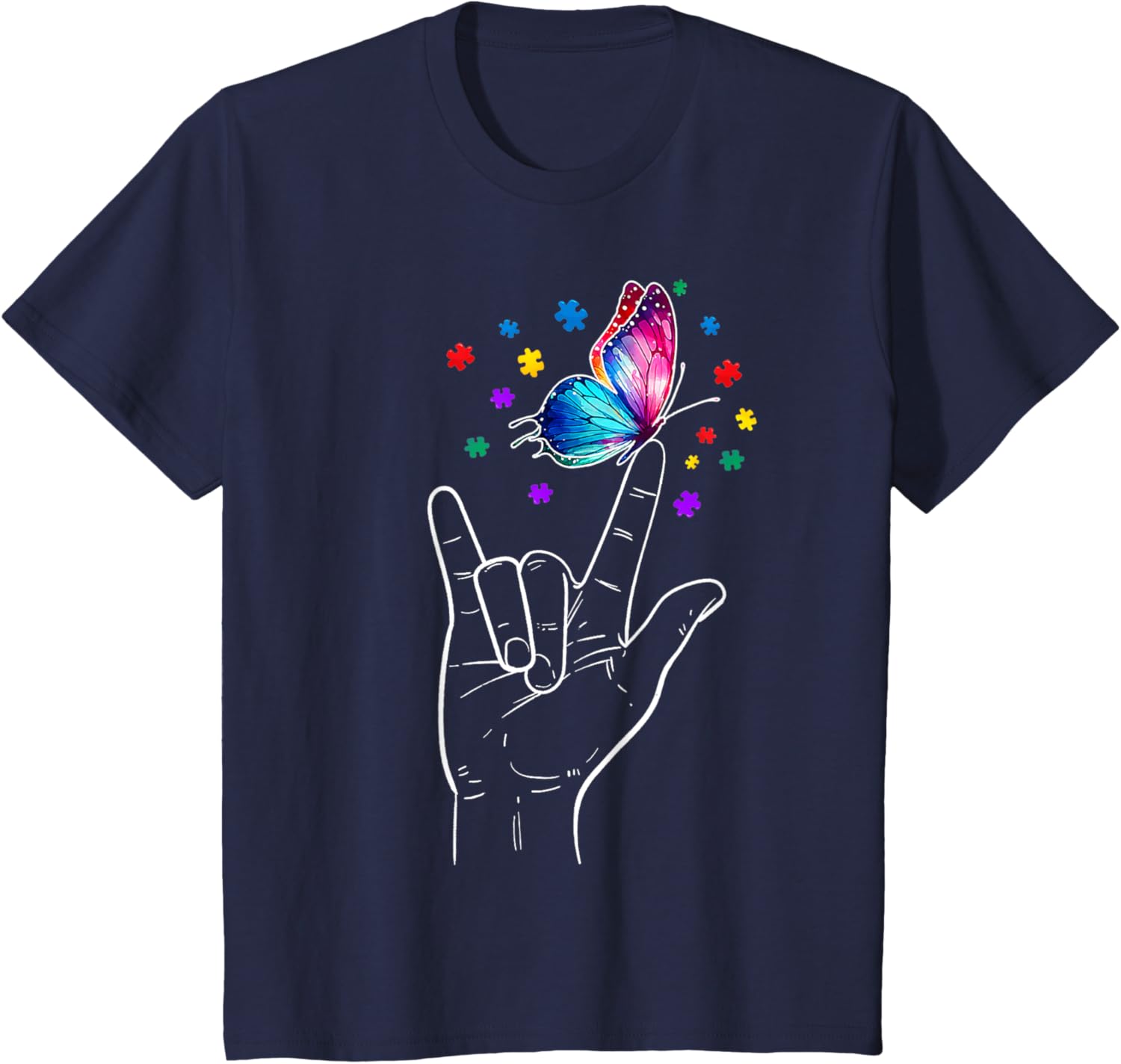 I Love You Hand Sign Language Butterfly Autism Awareness