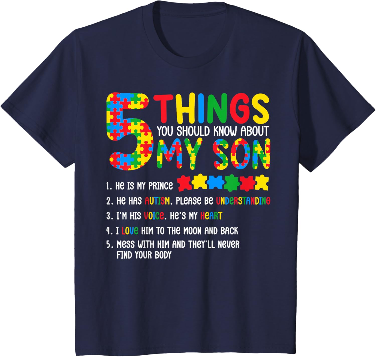 Autism Awareness Shirt 5 Things You Should Know About My Son