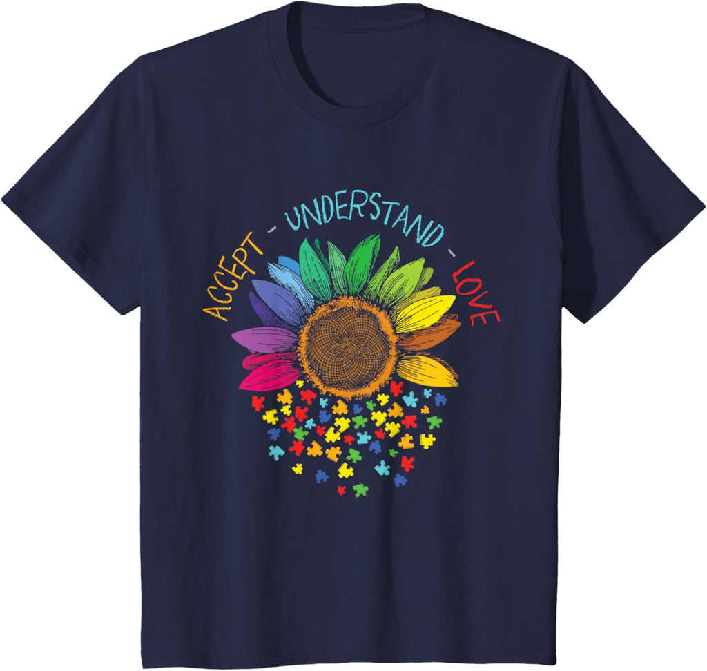 Autism Awareness Accept Understand Love ASD Rainbow Flower