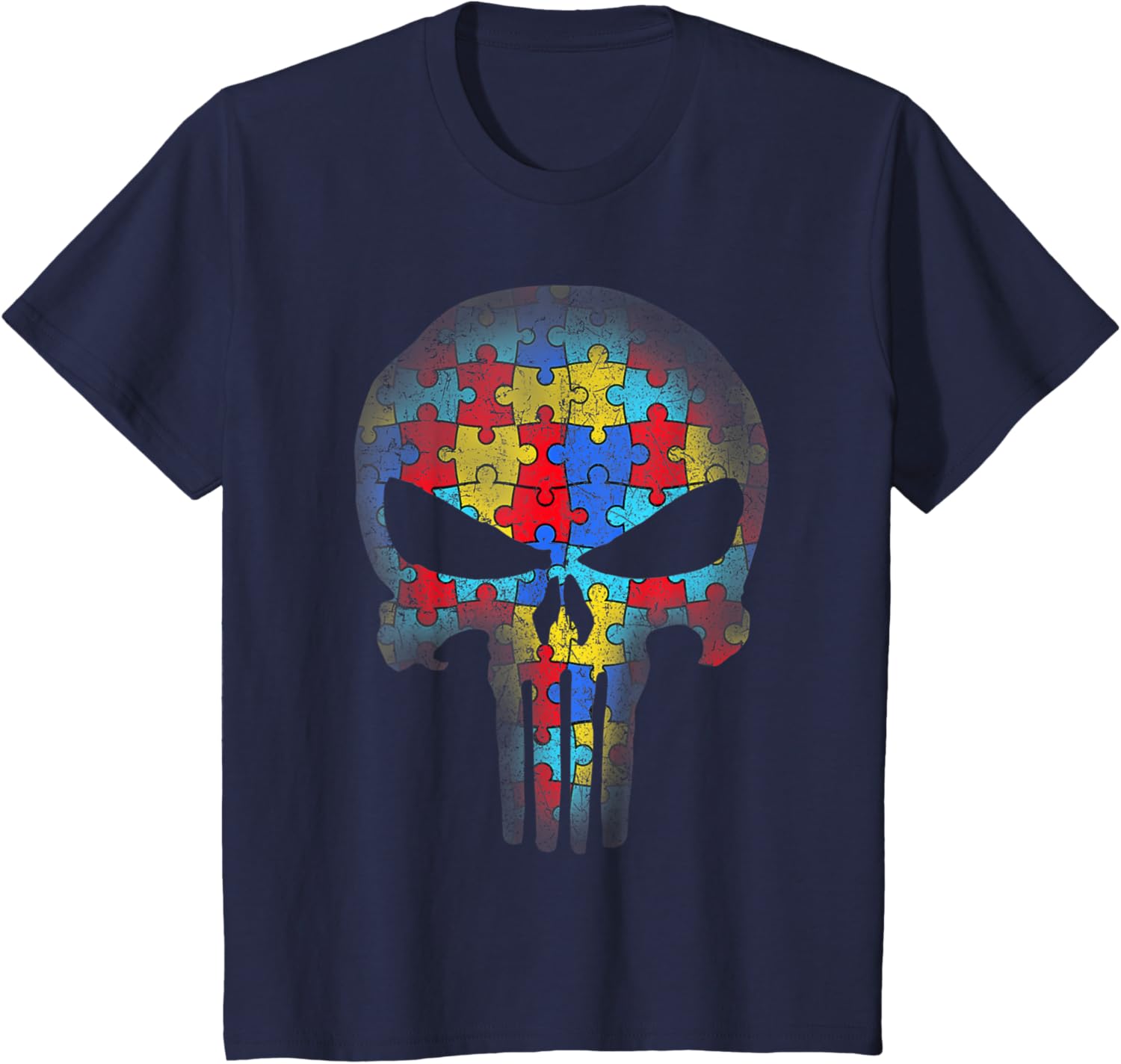 Skull Autism Awareness Puzzle Piece Mens Womens Kids
