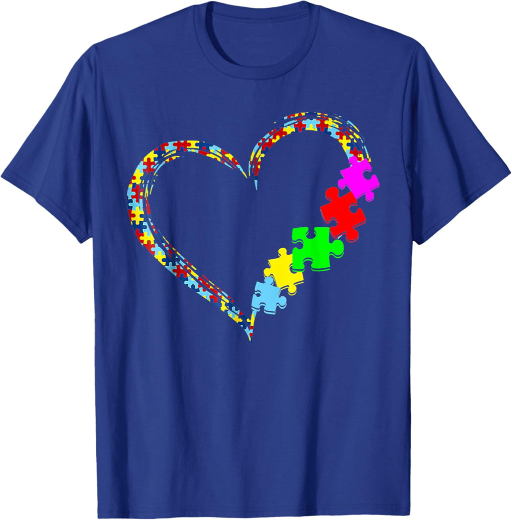 Autism Awareness Love Heart Puzzle Piece Gift Men Women