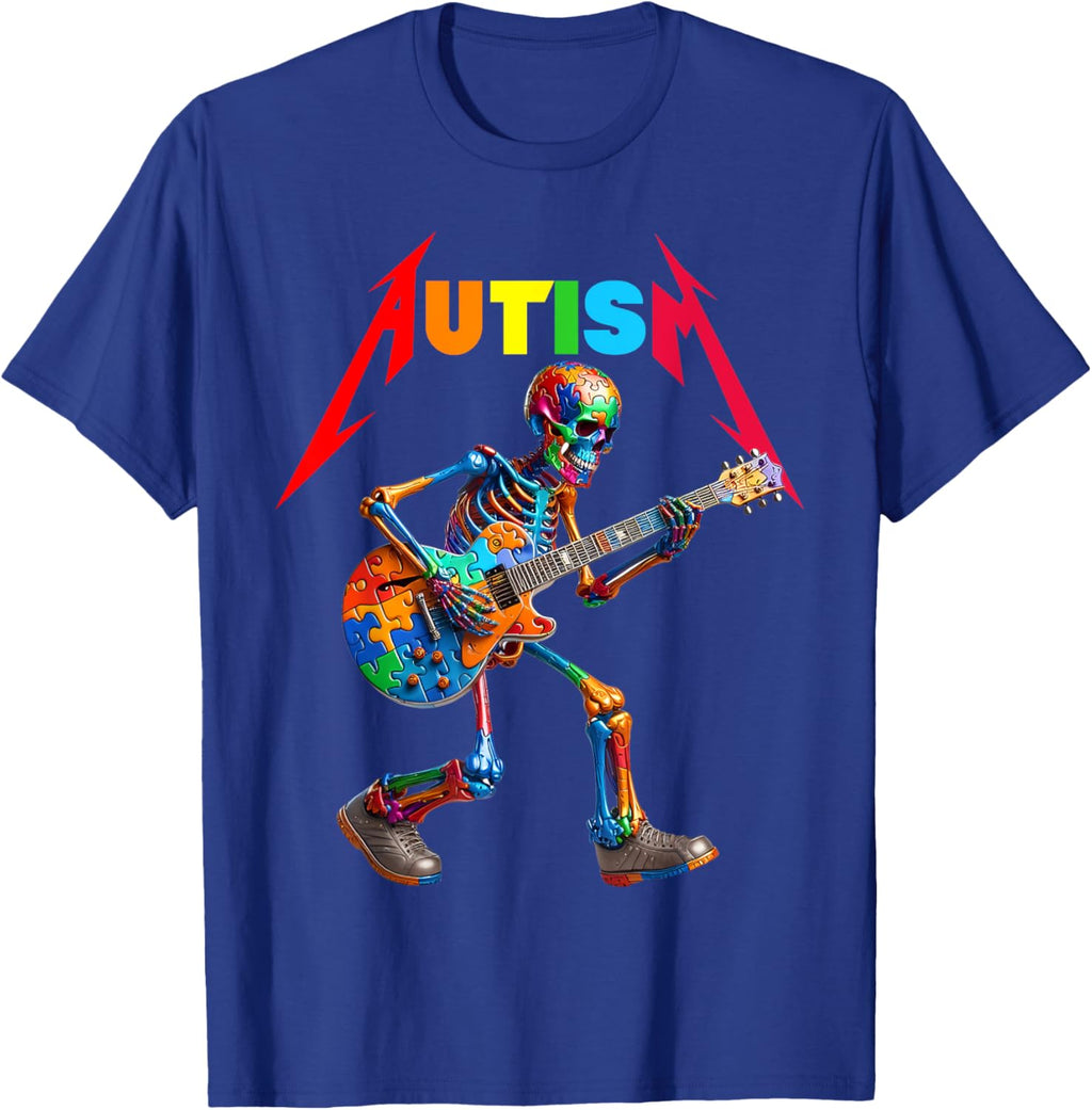 Autism Skeleton Guitar Rock Puzzle Music Autism Awareness