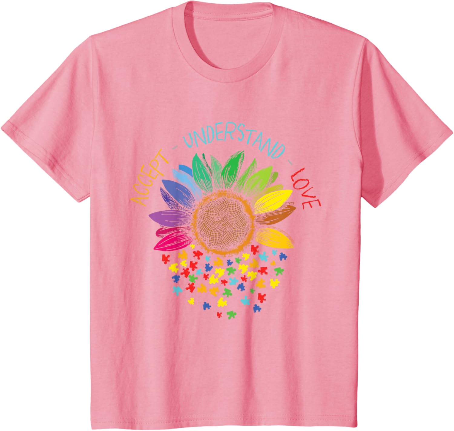 Autism Awareness Accept Understand Love ASD Rainbow Flower