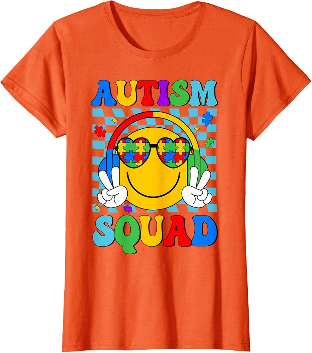 Autism Awareness Autism Squad Support Smile Face Women Men