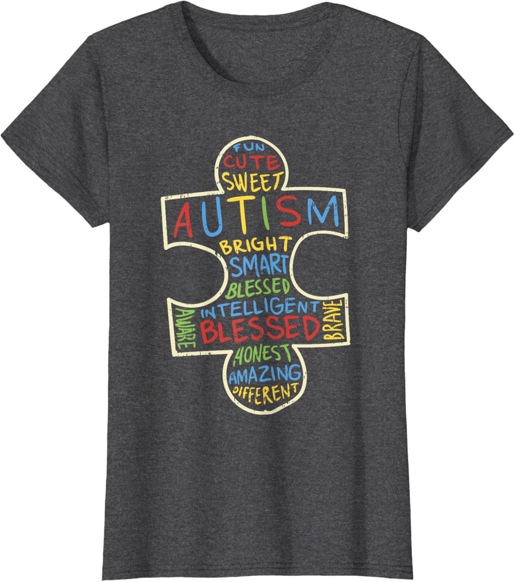 Autism Awareness Shirt Puzzle Piece Words Autistic Gift