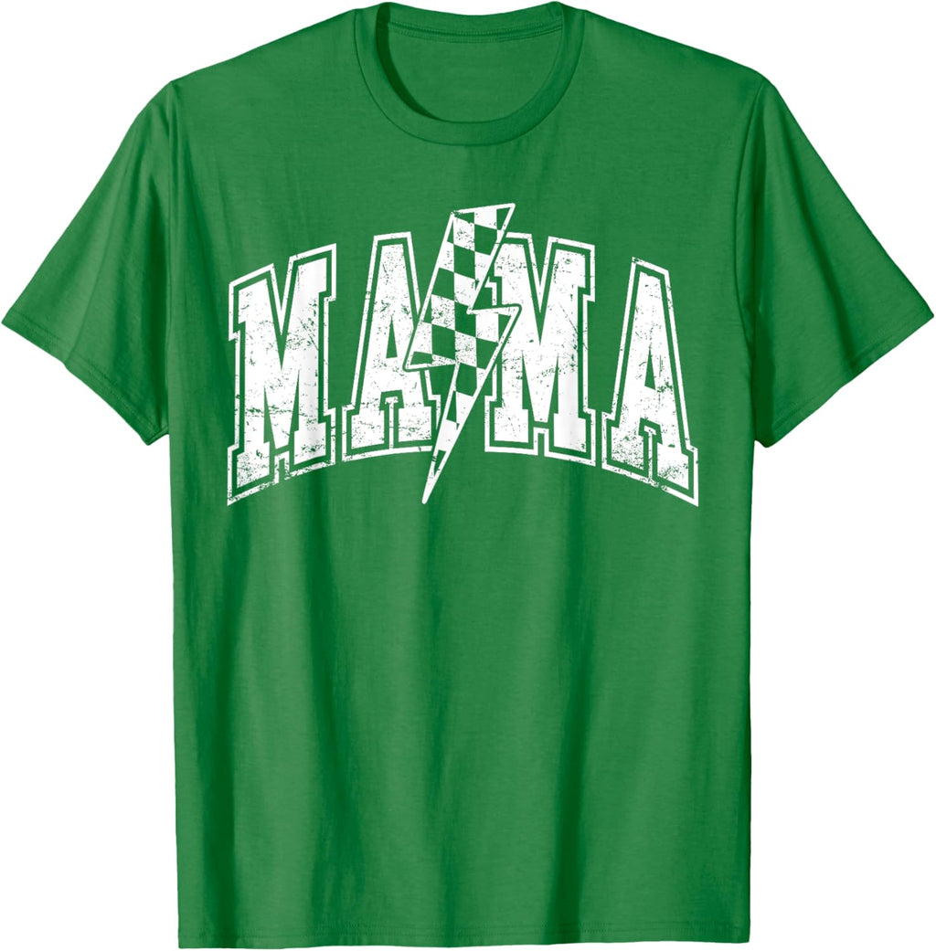 Mama Lightning Bolt Checkered Varsity Mom Women Mother's Day Mother Shirt