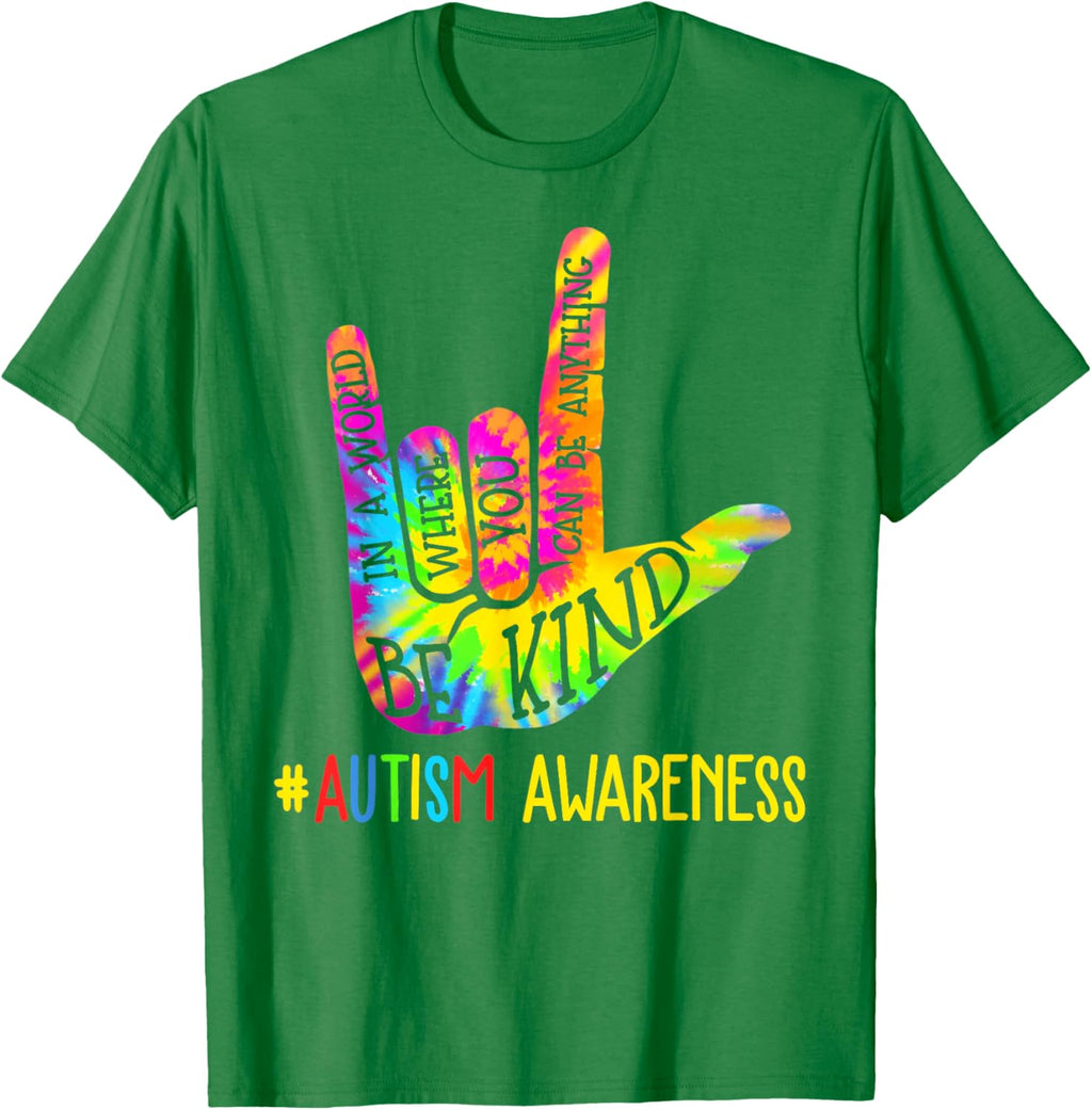 Be Kind ASL Love Sign Language Hand Autism Awareness Tie Dye