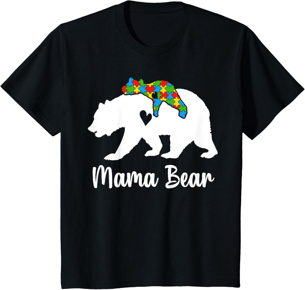 Mama Bear Love Support Autism Awareness Bear Family