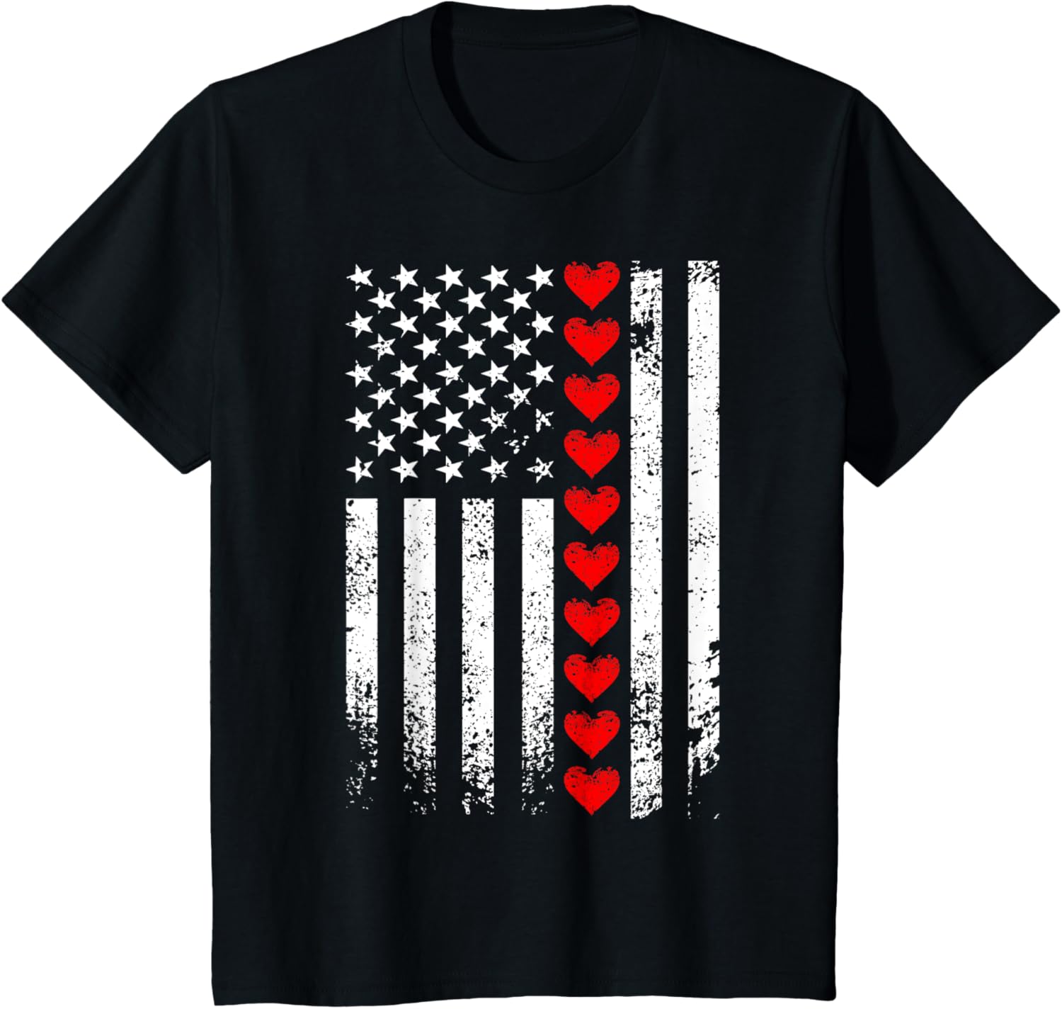 Vintage Valentines Day American Flag Hearts Mens Boys Kids