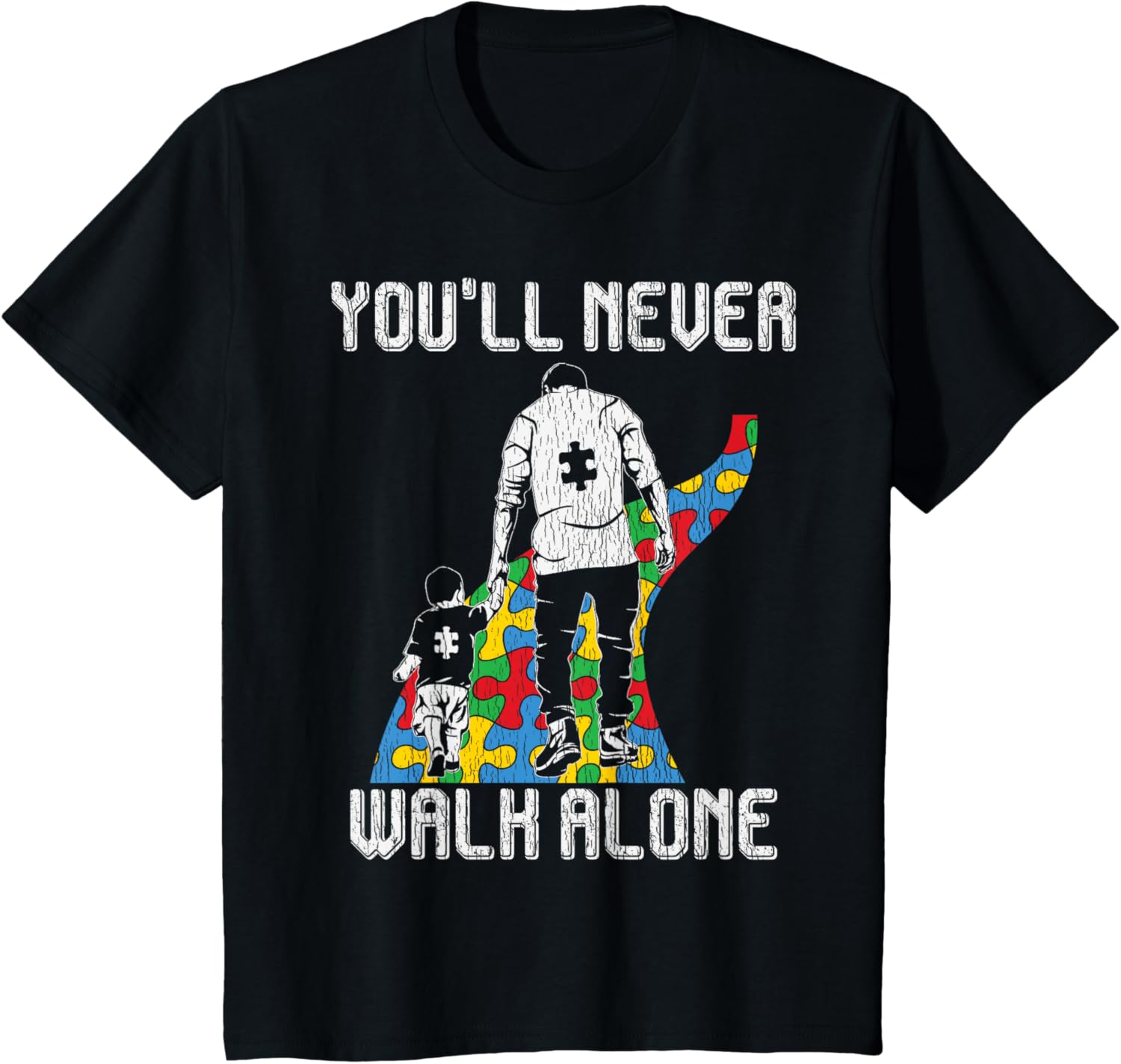 Vintage Father Son Family Autistic Kids Autism Awareness Dad