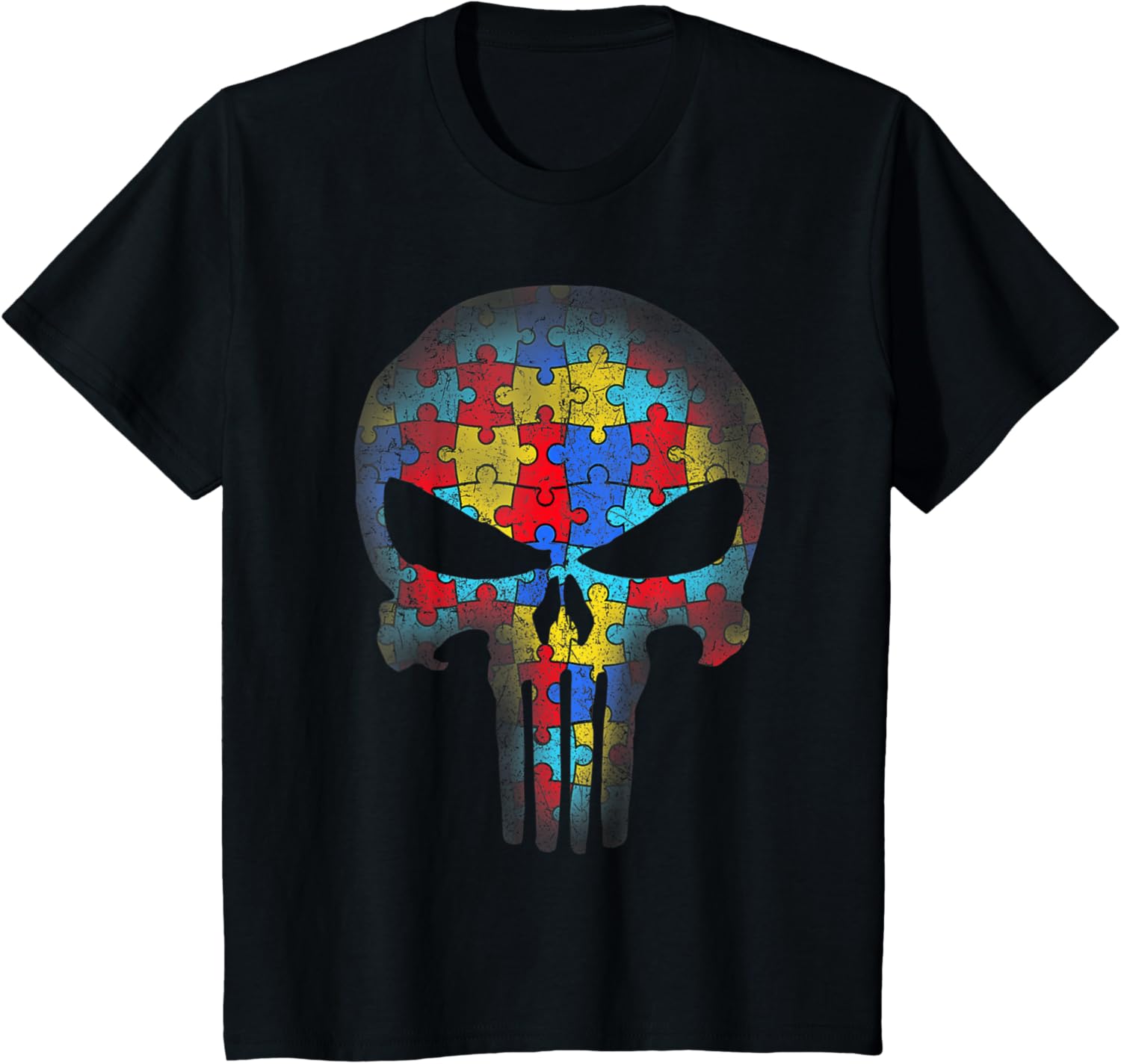 Skull Autism Awareness Puzzle Piece Mens Womens Kids