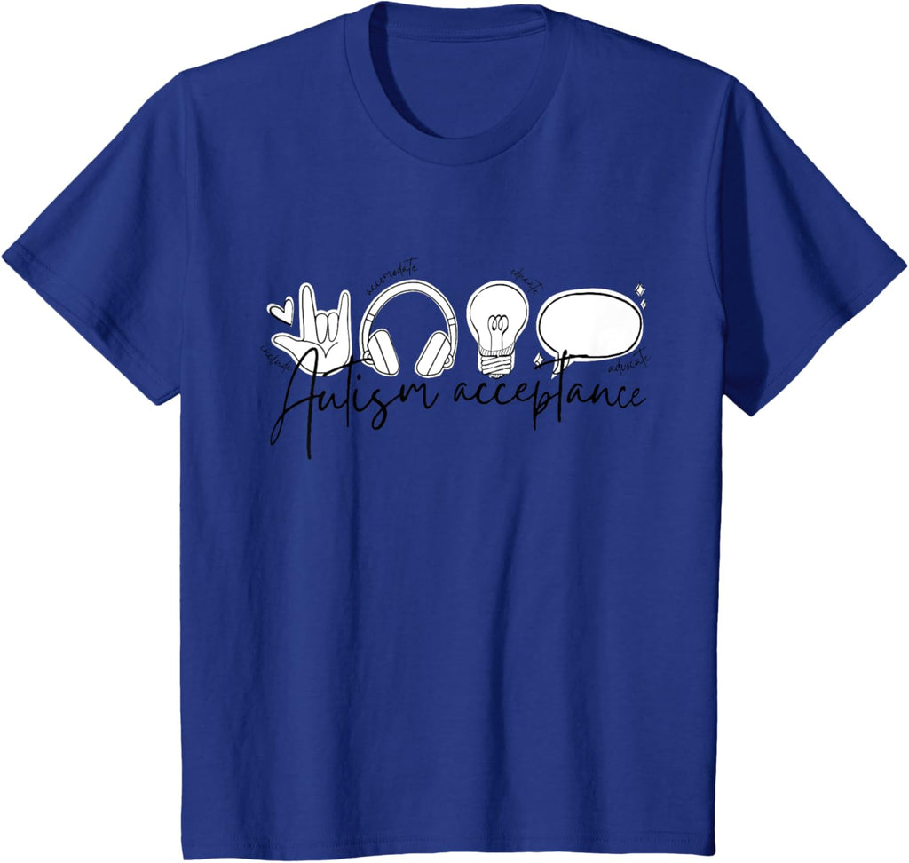 Autism Awareness Acceptance Shirt Support Mom Women Kid