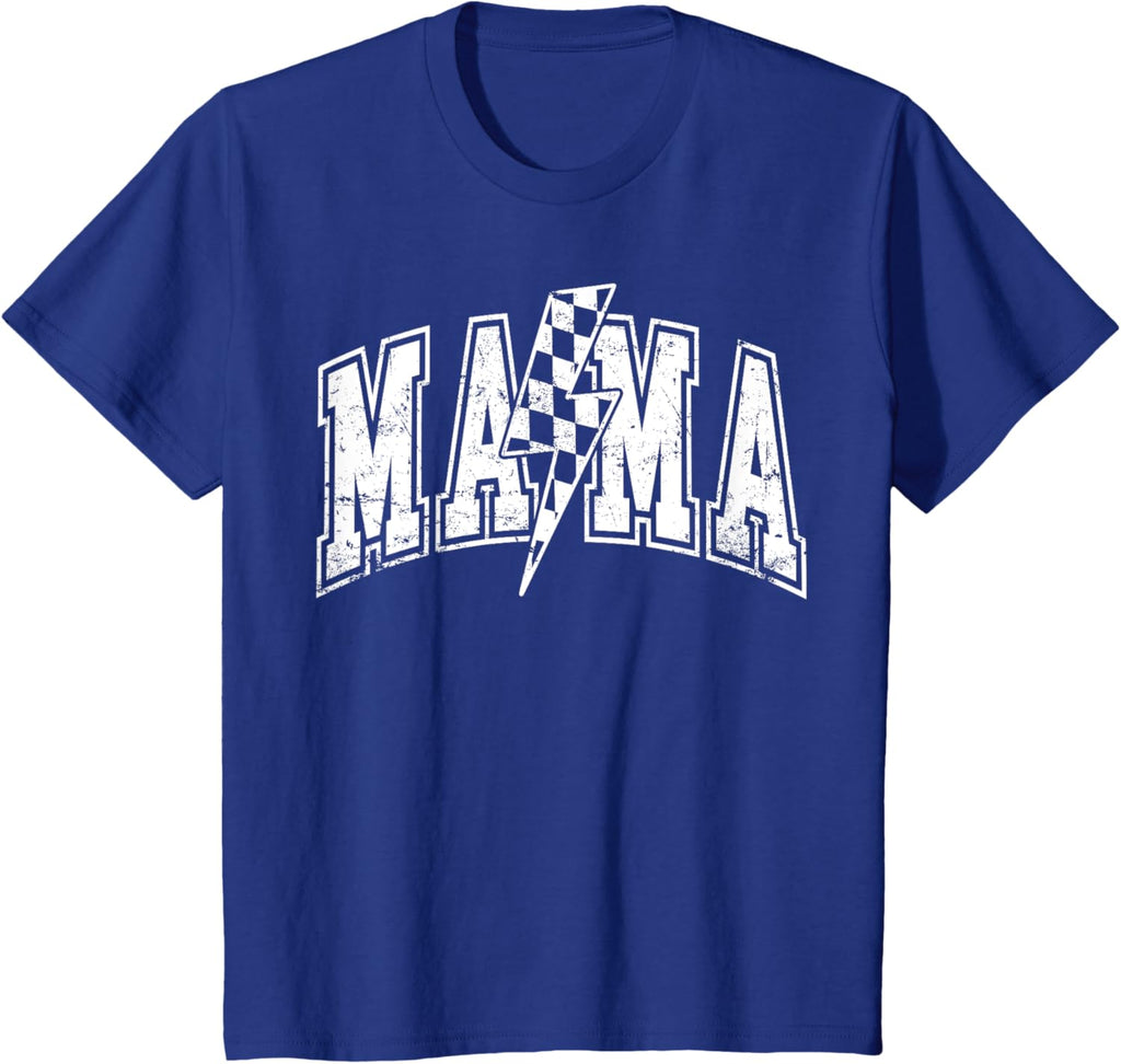 Mama Lightning Bolt Checkered Varsity Mom Women Mother's Day Mother Shirt