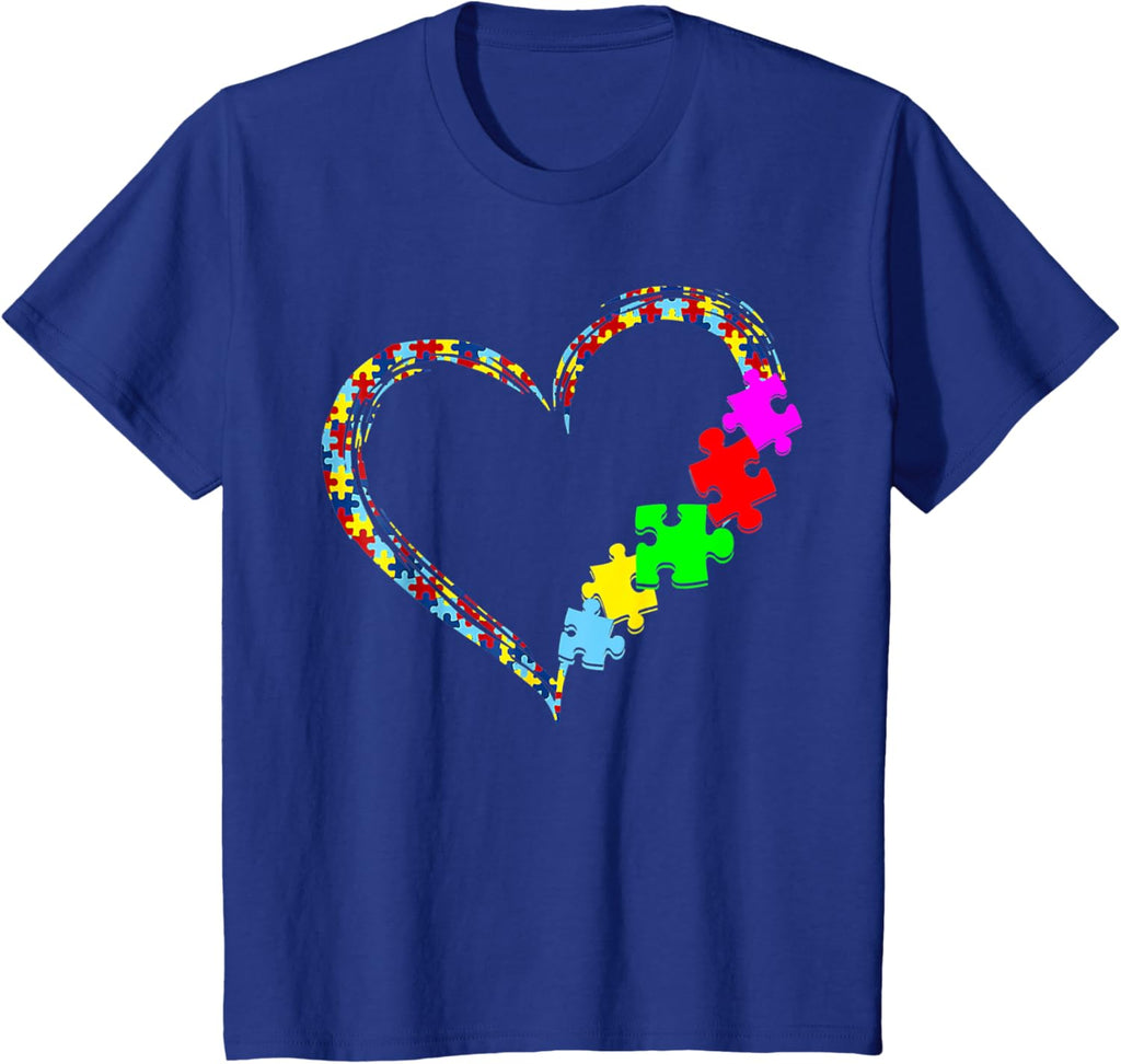 Autism Awareness Love Heart Puzzle Piece Gift Men Women