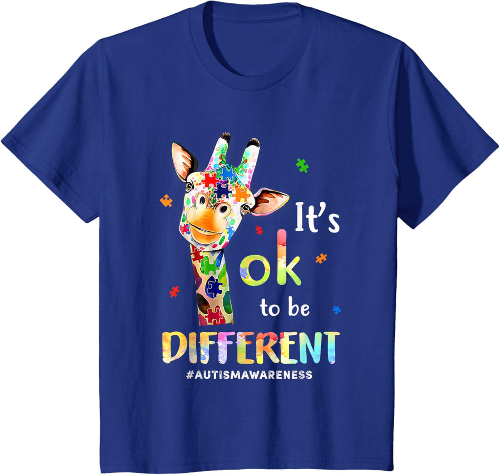 Autism Awareness Cute Giraffe Animal Its Ok To Be Different