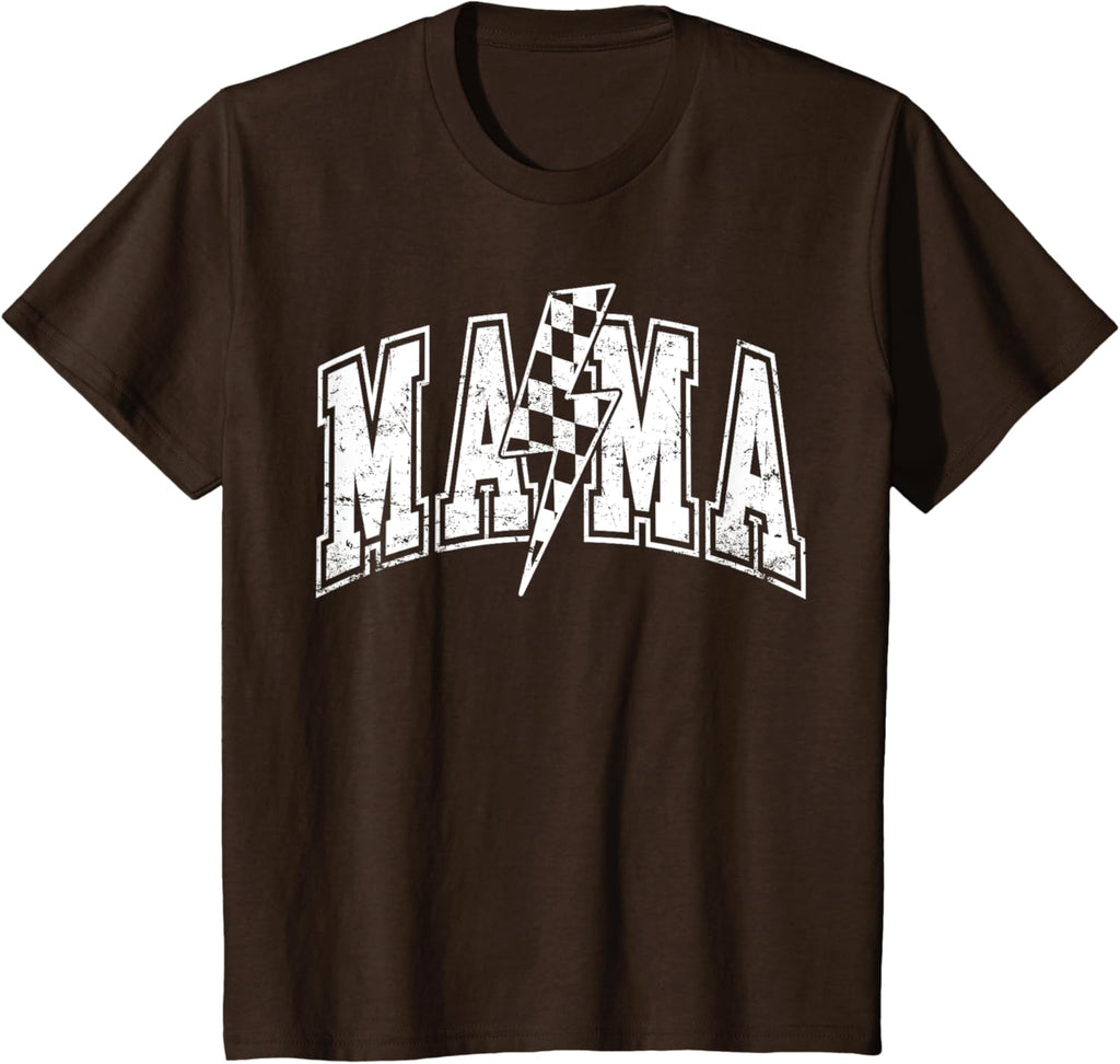 Mama Lightning Bolt Checkered Varsity Mom Women Mother's Day Mother Shirt
