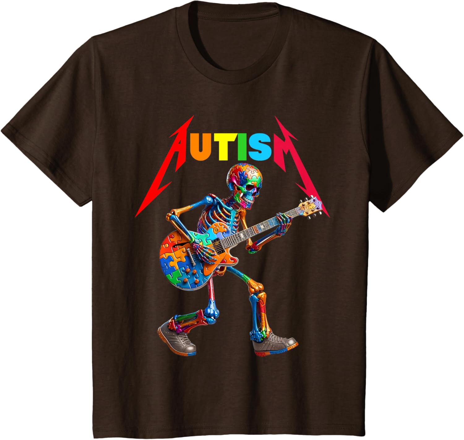 Autism Skeleton Guitar Rock Puzzle Music Autism Awareness