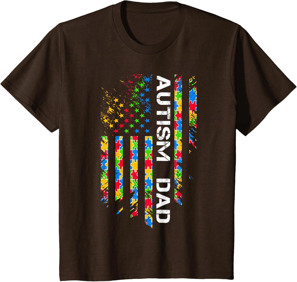 Autism Dad Awareness American Flag USA