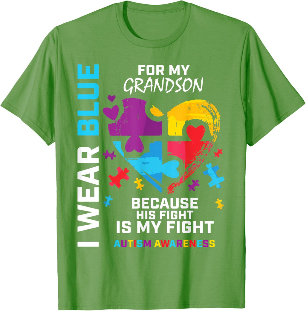 Grandma Grandpa I Wear Blue For My Grandson Autism Awareness