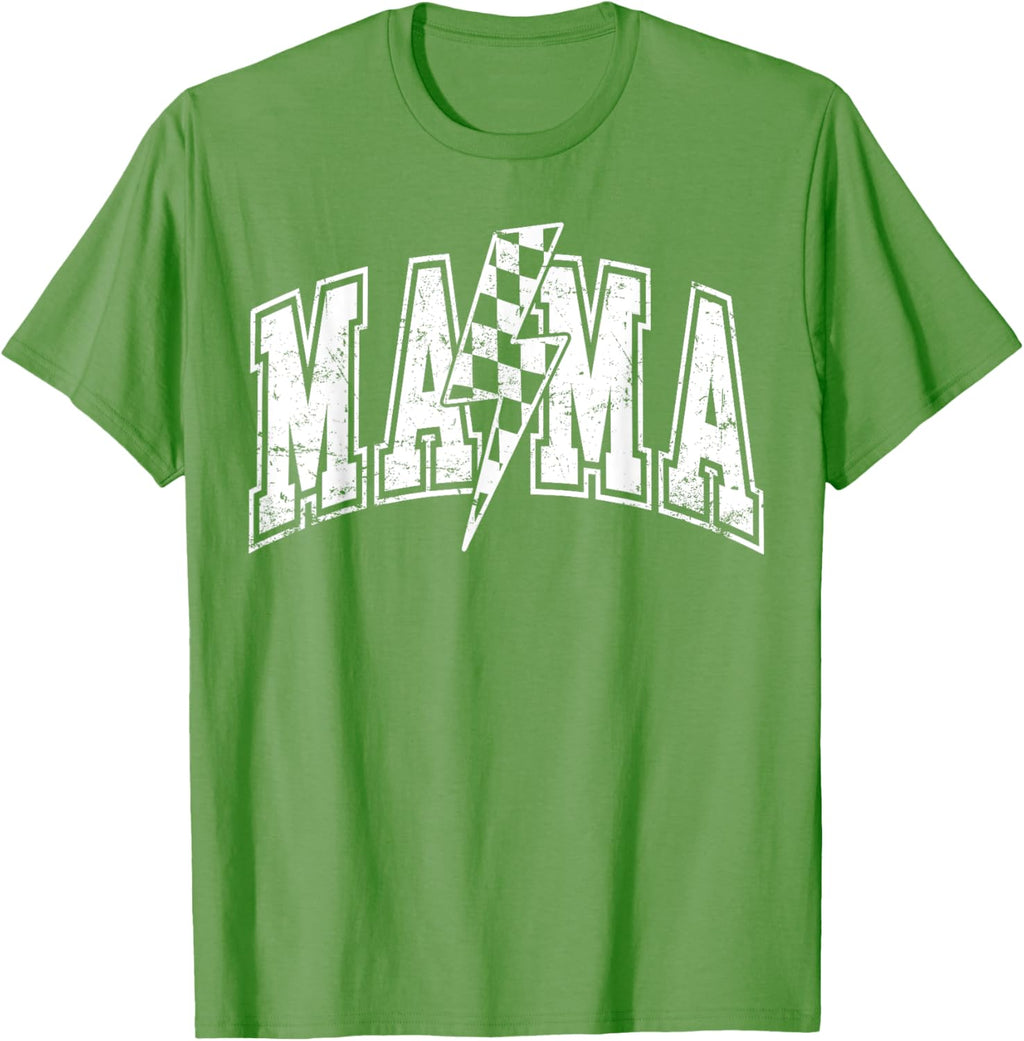 Mama Lightning Bolt Checkered Varsity Mom Women Mother's Day Mother Shirt