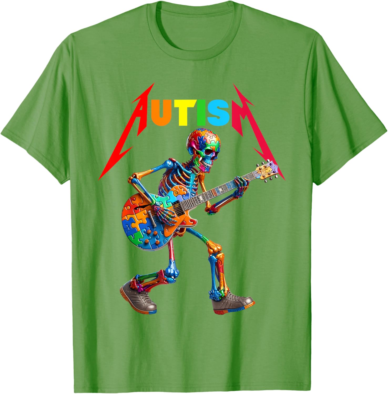 Autism Skeleton Guitar Rock Puzzle Music Autism Awareness