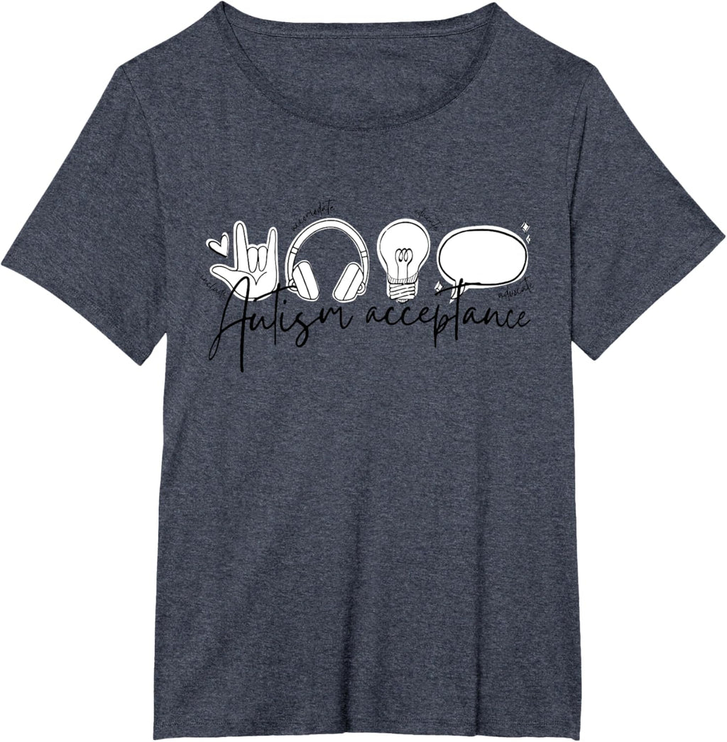 Autism Awareness Acceptance Shirt Support Mom Women Kid