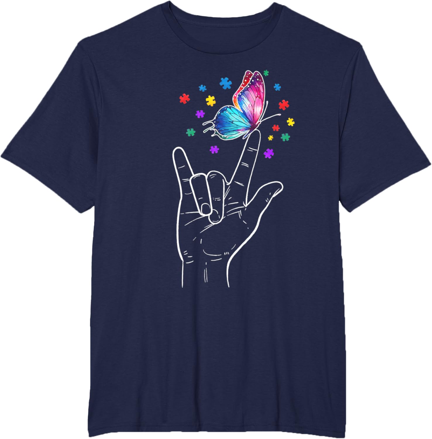 I Love You Hand Sign Language Butterfly Autism Awareness