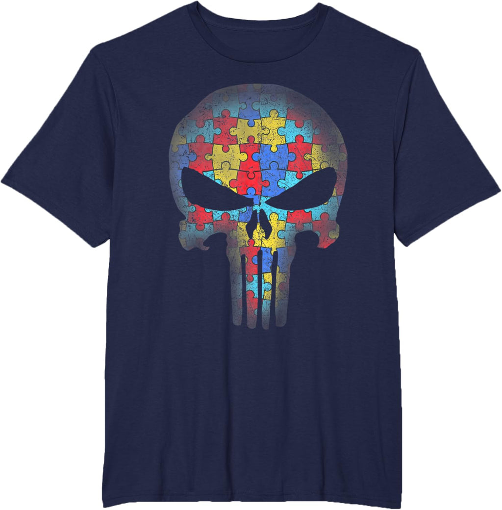 Skull Autism Awareness Puzzle Piece Mens Womens Kids