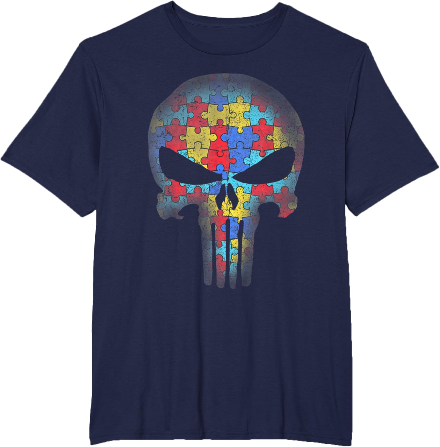 Skull Autism Awareness Puzzle Piece Mens Womens Kids
