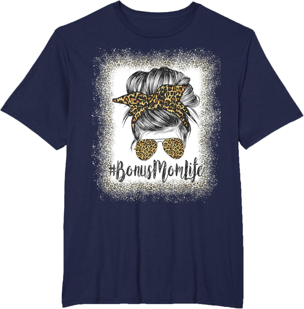 Bonus Mom Life Hair Bandana Glasses Leopard Mother's Day T
