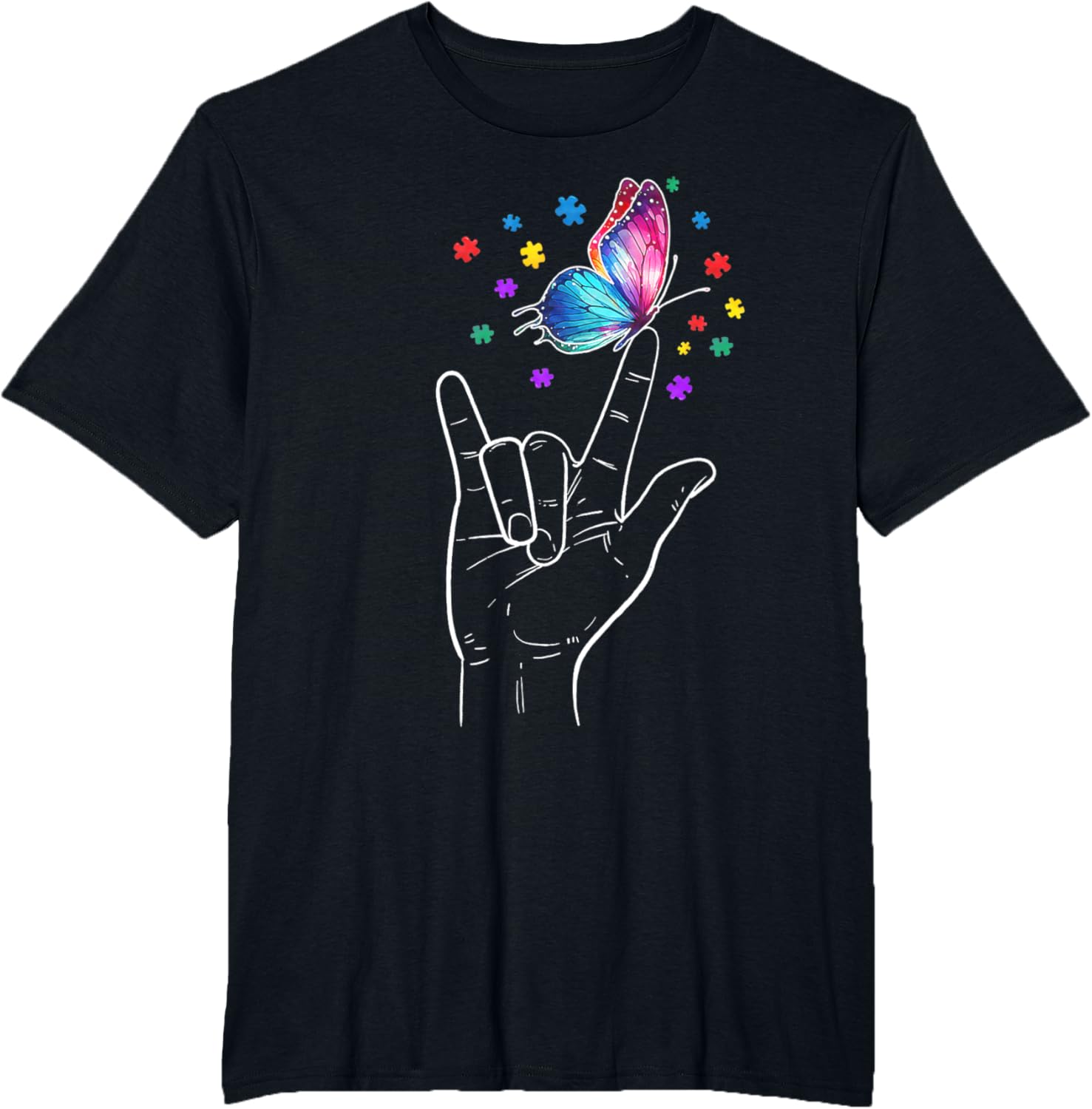 I Love You Hand Sign Language Butterfly Autism Awareness