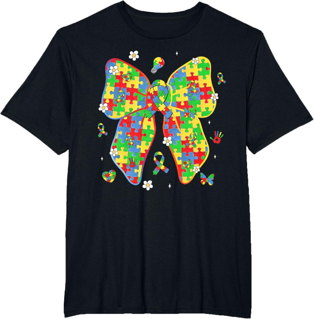Autism Awareness Coquette Bow Puzzle Bow Women Kids Girl Boy