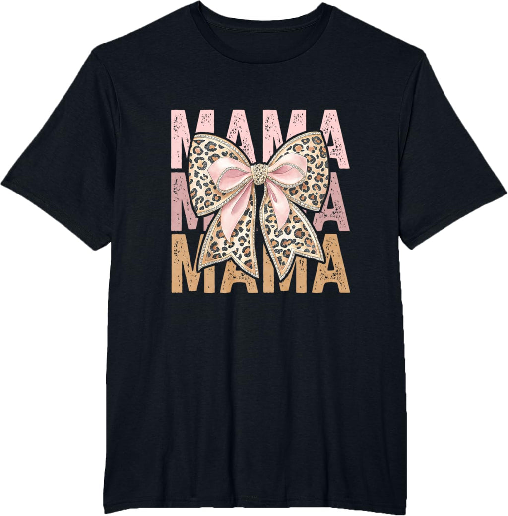 Retro Leopard Mama,Cute Mom Retro Coquette Bow Mother's Day