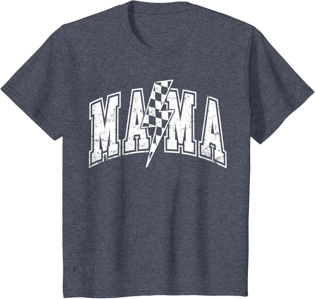 Mama Lightning Bolt Checkered Varsity Mom Women Mother's Day Mother Shirt