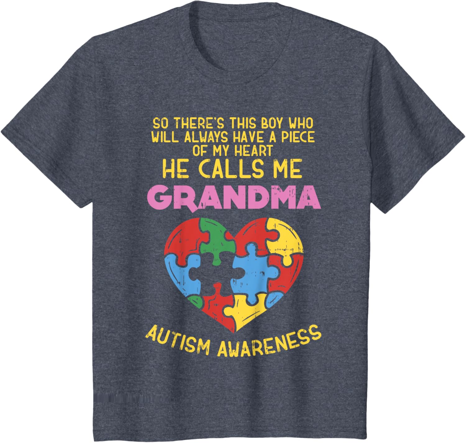 Grandma Autism Awareness Shirt Austistic Boy Piece My Heart