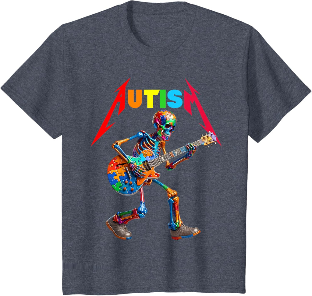 Autism Skeleton Guitar Rock Puzzle Music Autism Awareness