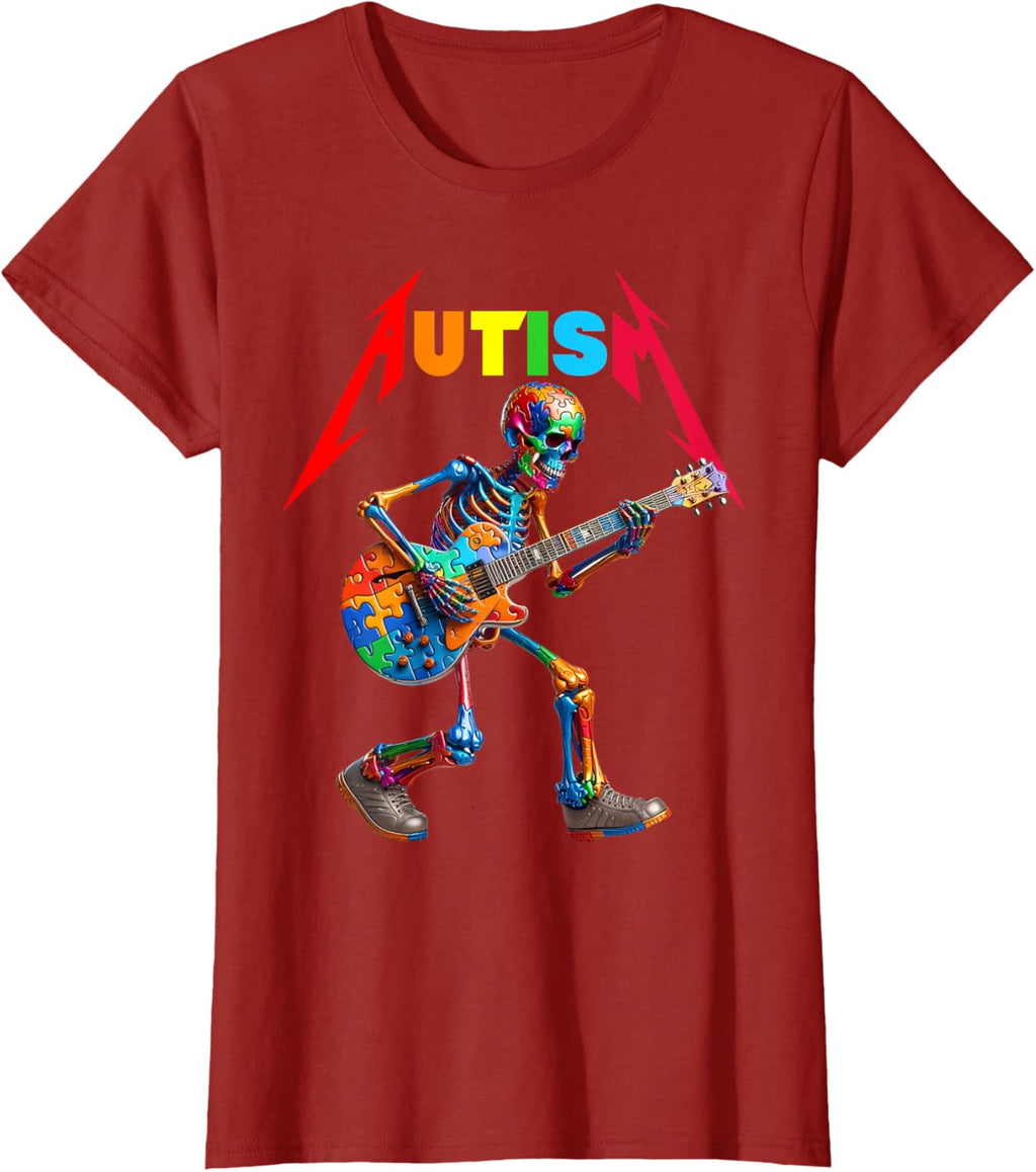 Autism Skeleton Guitar Rock Puzzle Music Autism Awareness