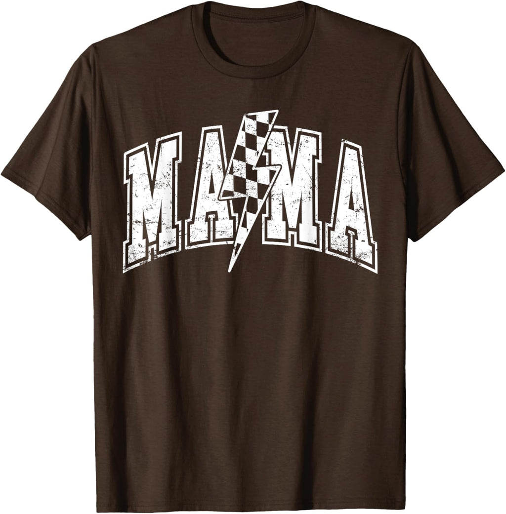 Mama Lightning Bolt Checkered Varsity Mom Women Mother's Day Mother Shirt
